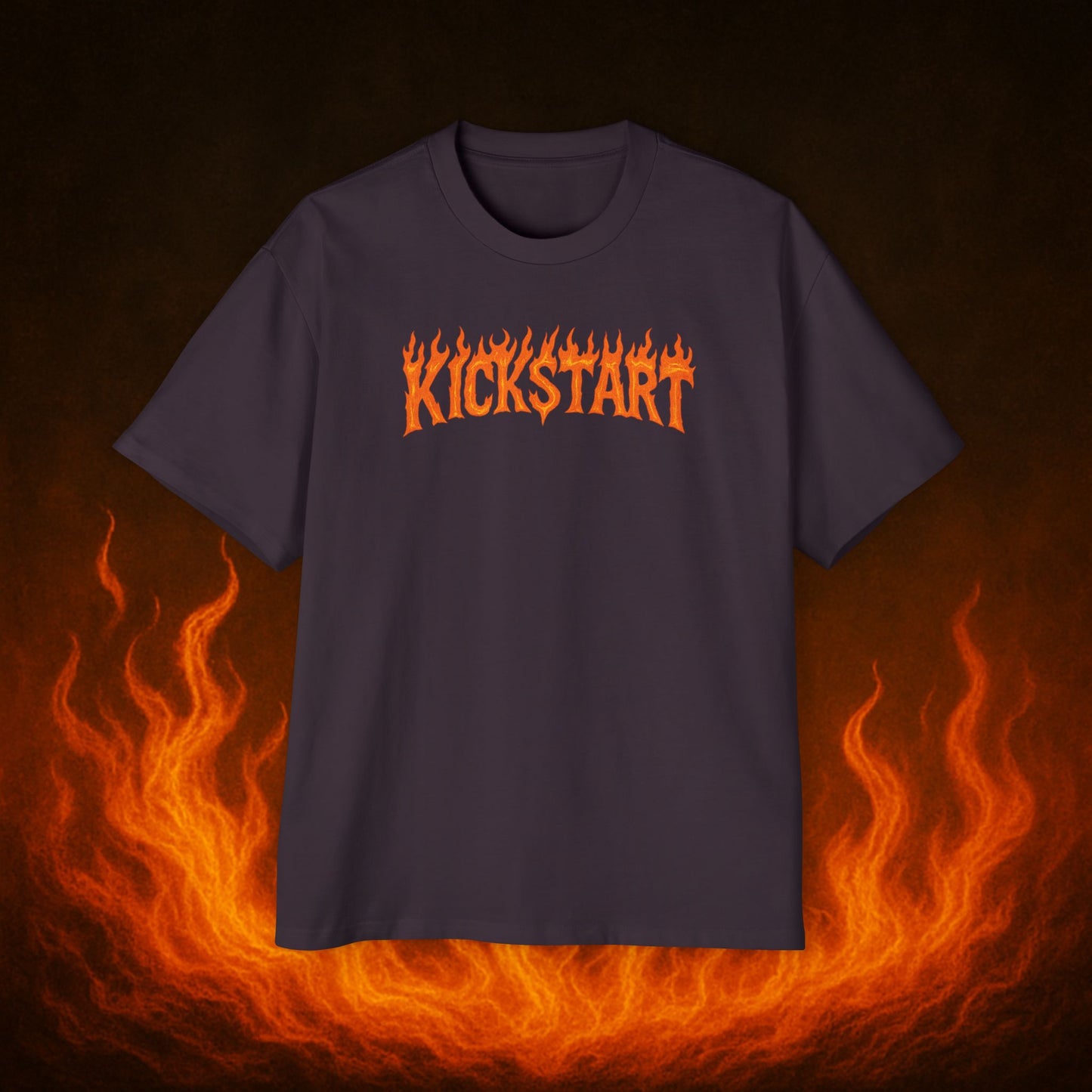 Kick$tart Flame OG Tee – Oversized Moto Graphic Heat Shirt