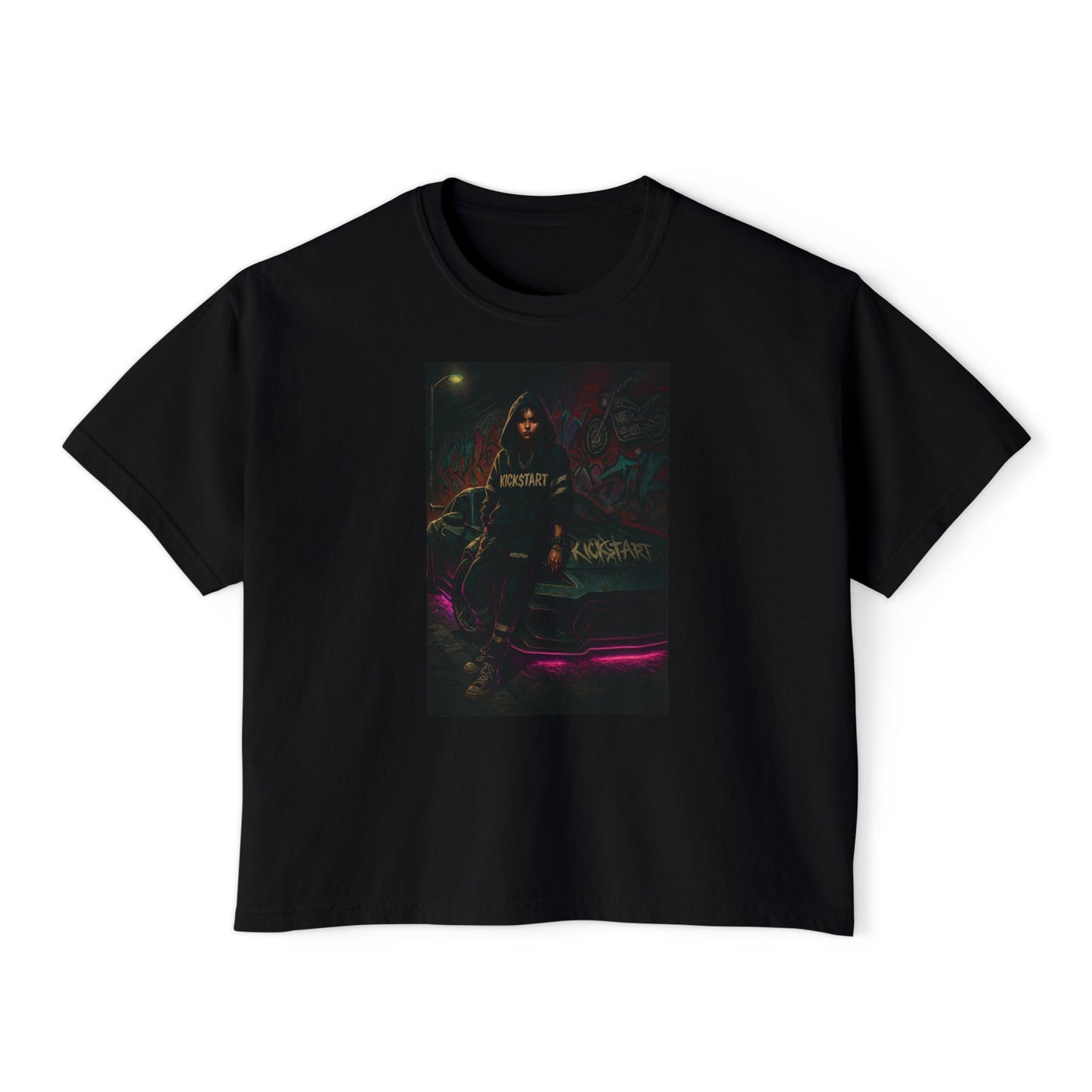 Artistically Designed Boxy Tee, Soft Cotton Women's Top, Trendy Casual Wear, Graphic Tee for Everyday Style, Gift for Her