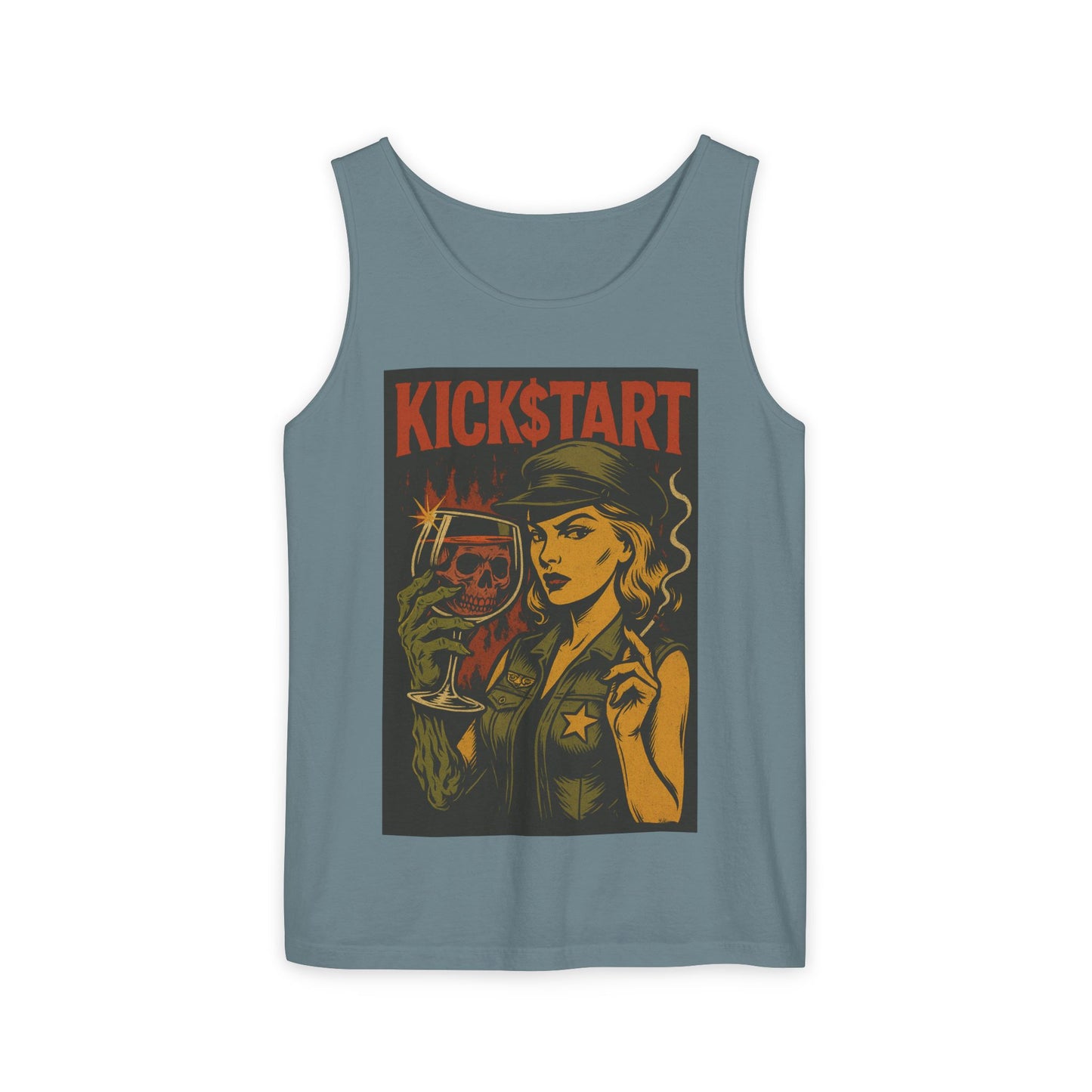 Kickstart Vintage Graphic Tank Top, Unisex Summer Shirt, Casual Wear, Gift for Beer Lovers, Festival Attire, Music Concert Top