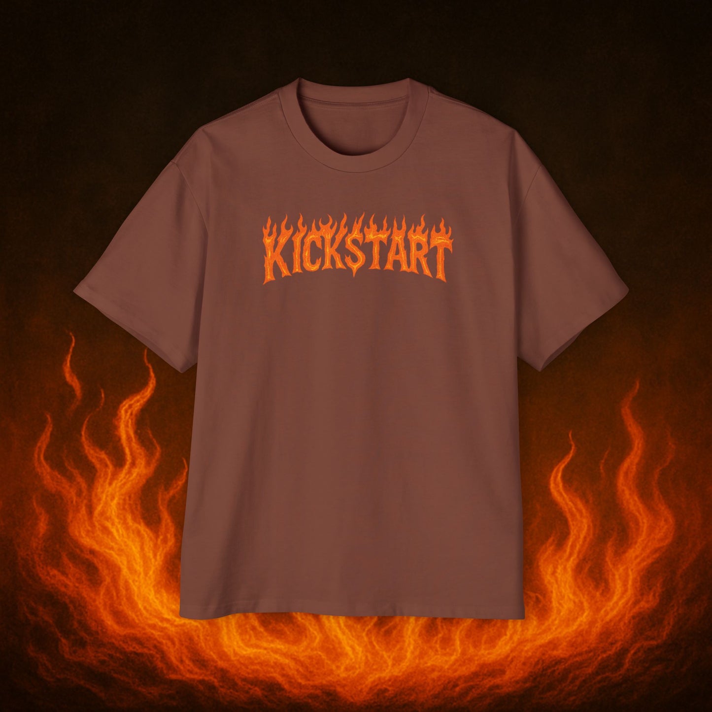 Kick$tart Flame OG Tee – Oversized Moto Graphic Heat Shirt