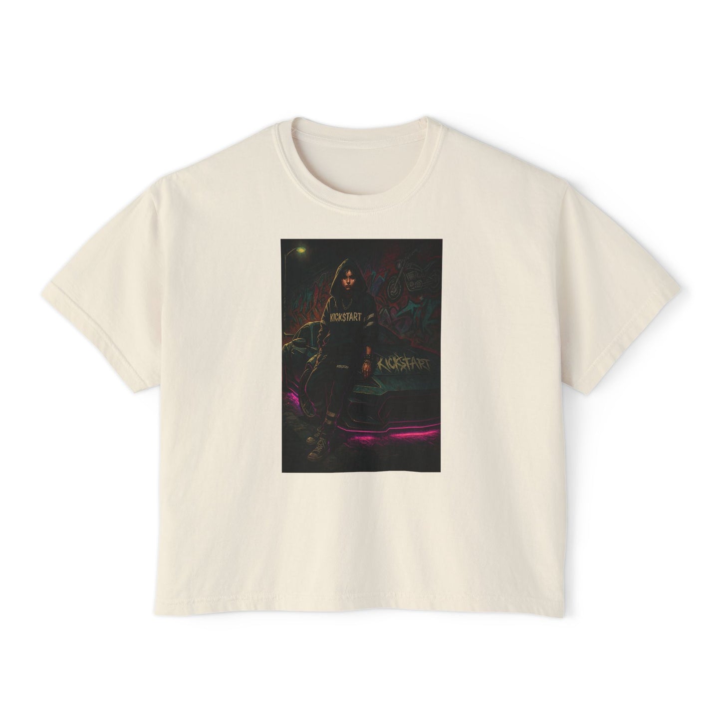 Artistically Designed Boxy Tee, Soft Cotton Women's Top, Trendy Casual Wear, Graphic Tee for Everyday Style, Gift for Her