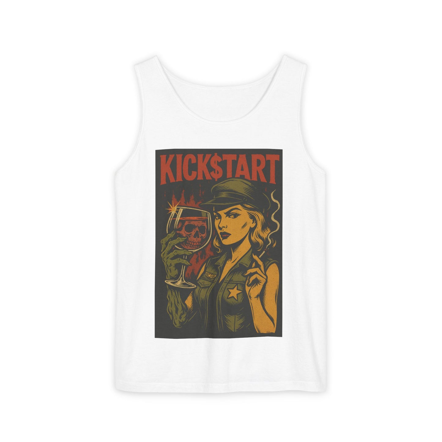 Kickstart Vintage Graphic Tank Top, Unisex Summer Shirt, Casual Wear, Gift for Beer Lovers, Festival Attire, Music Concert Top