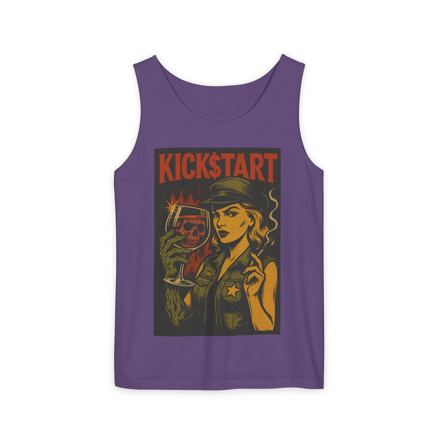 Kickstart Vintage Graphic Tank Top, Unisex Summer Shirt, Casual Wear, Gift for Beer Lovers, Festival Attire, Music Concert Top