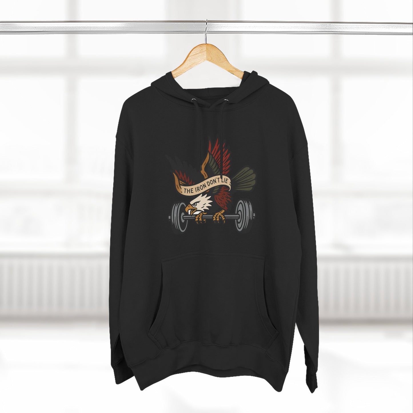 Gym Motivation Fleece Hoodie | ‘The Eagle Doesn't Lie’ Workout Pullover, Cozy Fitness Apparel, Gifts for Gym Lovers, Athleisure Sweatshirt