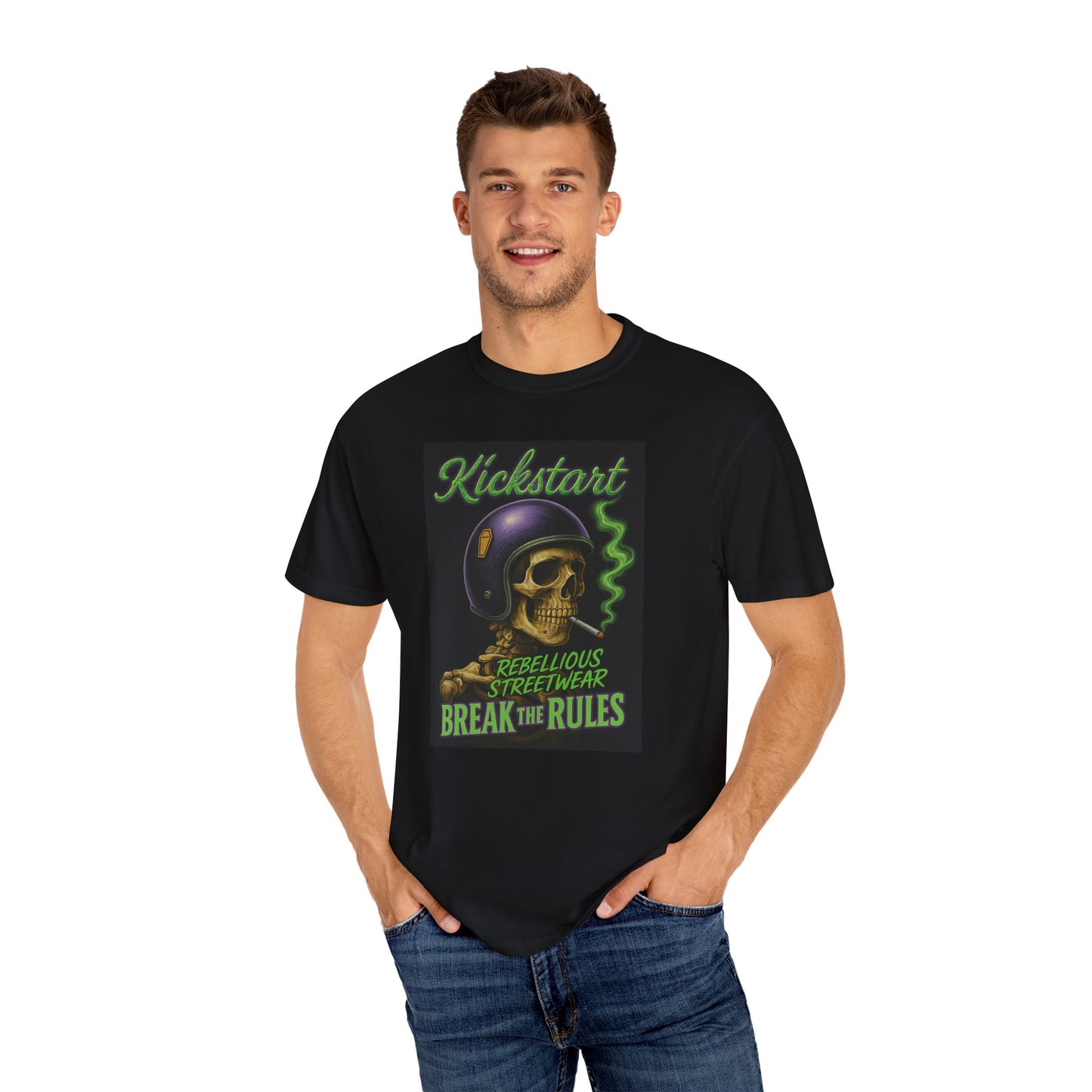 Kickstart Rebellious Streetwear T-Shirt, Break the Rules