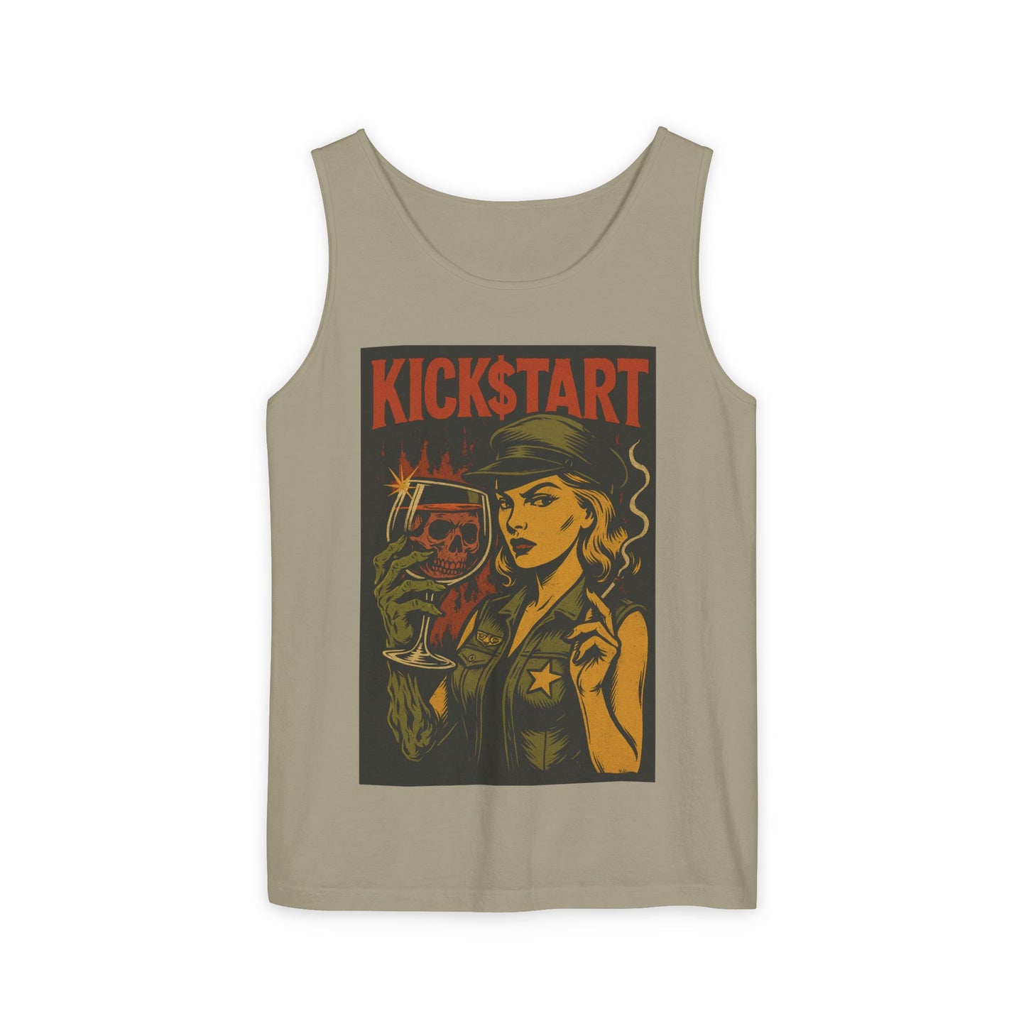 Kickstart Vintage Graphic Tank Top, Unisex Summer Shirt, Casual Wear, Gift for Beer Lovers, Festival Attire, Music Concert Top