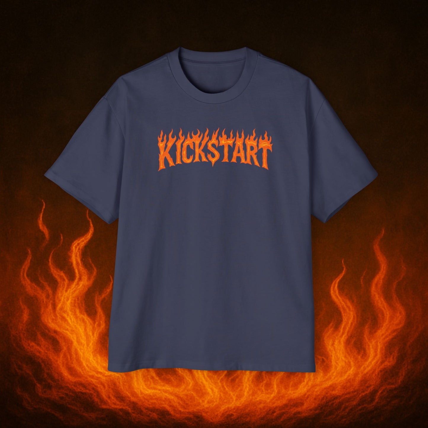 Kick$tart Flame OG Tee – Oversized Moto Graphic Heat Shirt