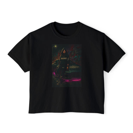 Artistically Designed Boxy Tee, Soft Cotton Women's Top, Trendy Casual Wear, Graphic Tee for Everyday Style, Gift for Her