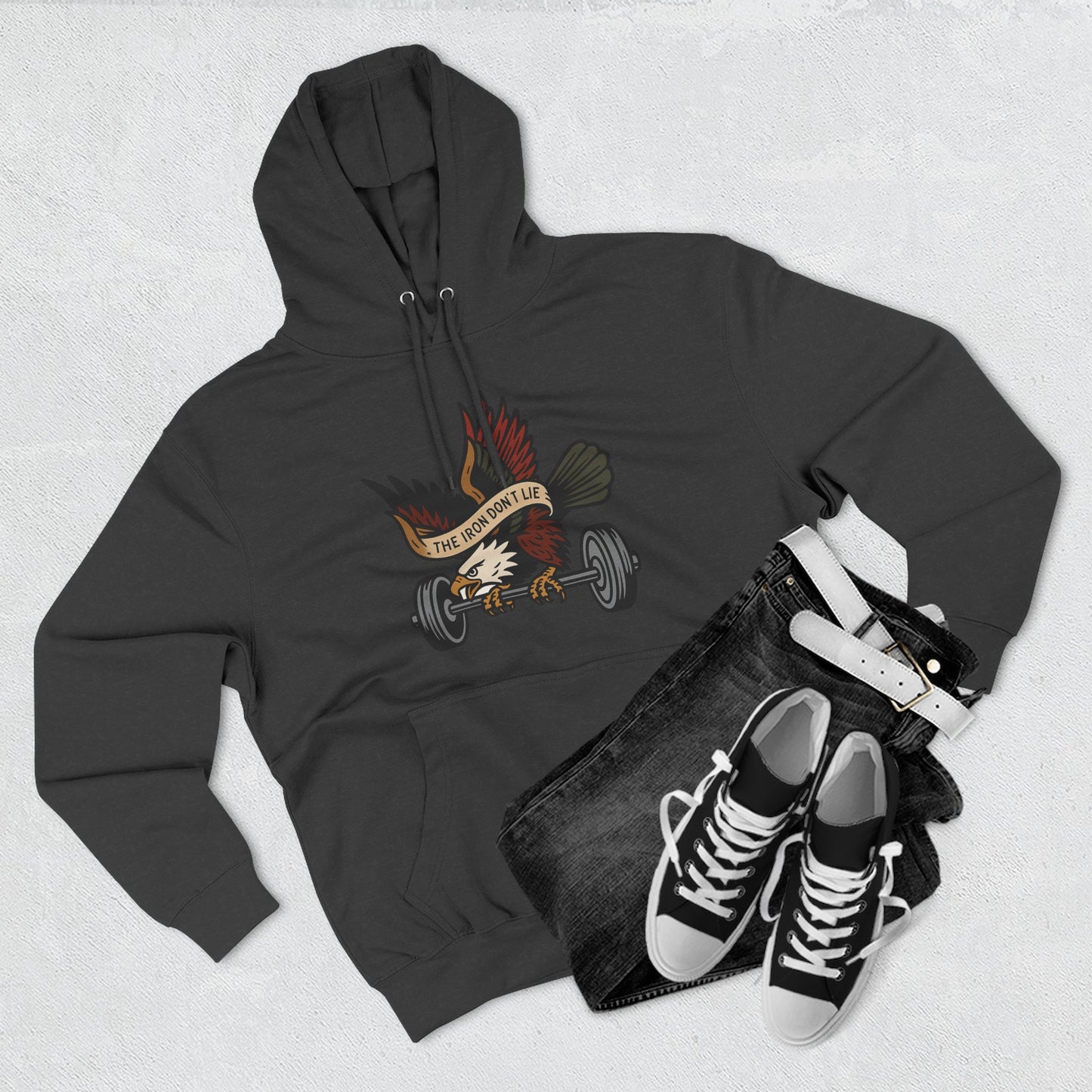 Gym Motivation Fleece Hoodie | ‘The Eagle Doesn't Lie’ Workout Pullover, Cozy Fitness Apparel, Gifts for Gym Lovers, Athleisure Sweatshirt
