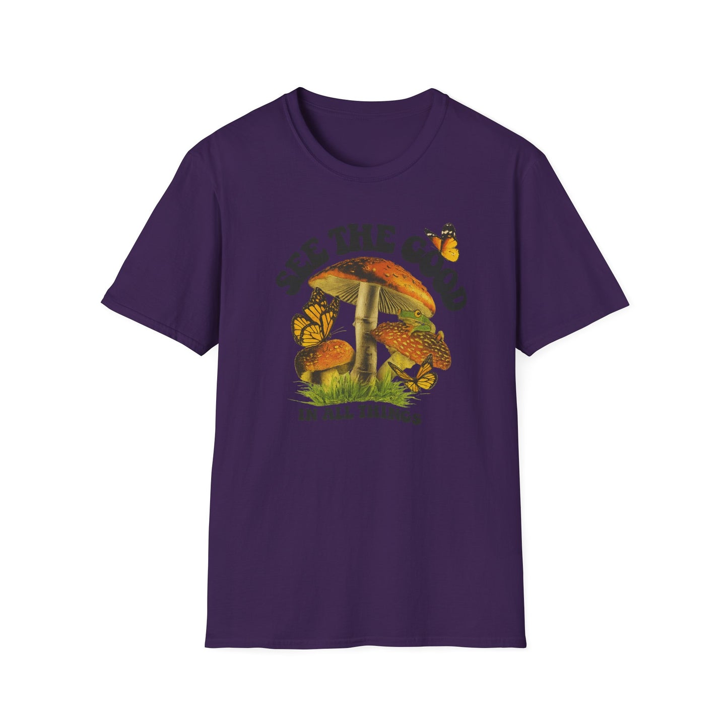 Whimsical Nature Tee: See the Good in All Things, Unisex Softstyle T-Shirt, Positive Vibes Shirt, Eco-Friendly Gift, Nature Lover Apparel