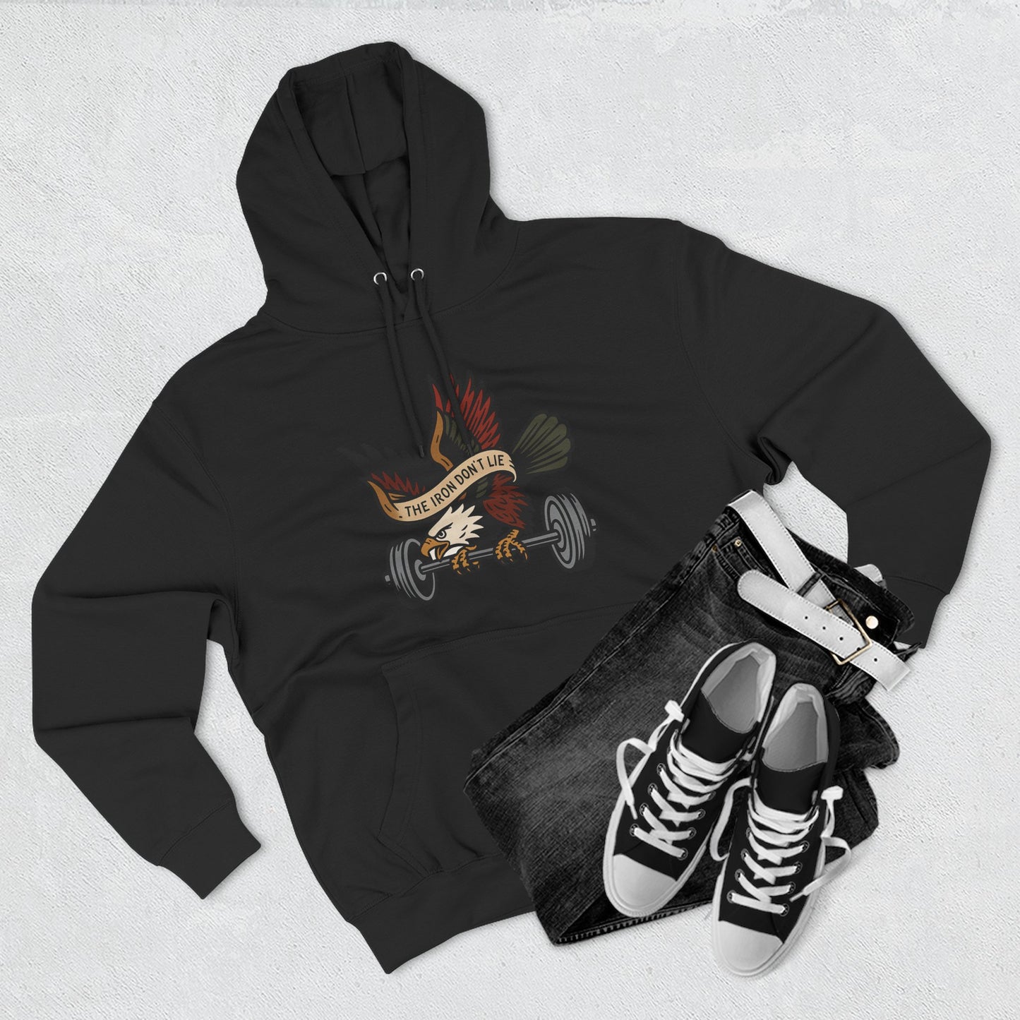 Gym Motivation Fleece Hoodie | ‘The Eagle Doesn't Lie’ Workout Pullover, Cozy Fitness Apparel, Gifts for Gym Lovers, Athleisure Sweatshirt