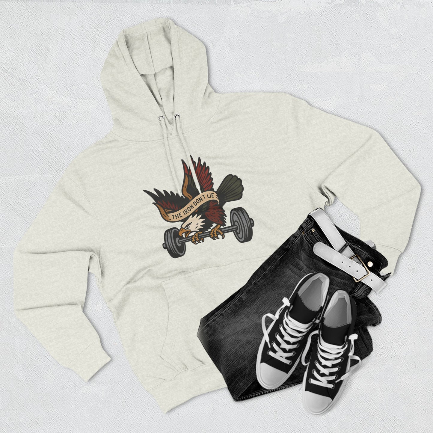 Gym Motivation Fleece Hoodie | ‘The Eagle Doesn't Lie’ Workout Pullover, Cozy Fitness Apparel, Gifts for Gym Lovers, Athleisure Sweatshirt