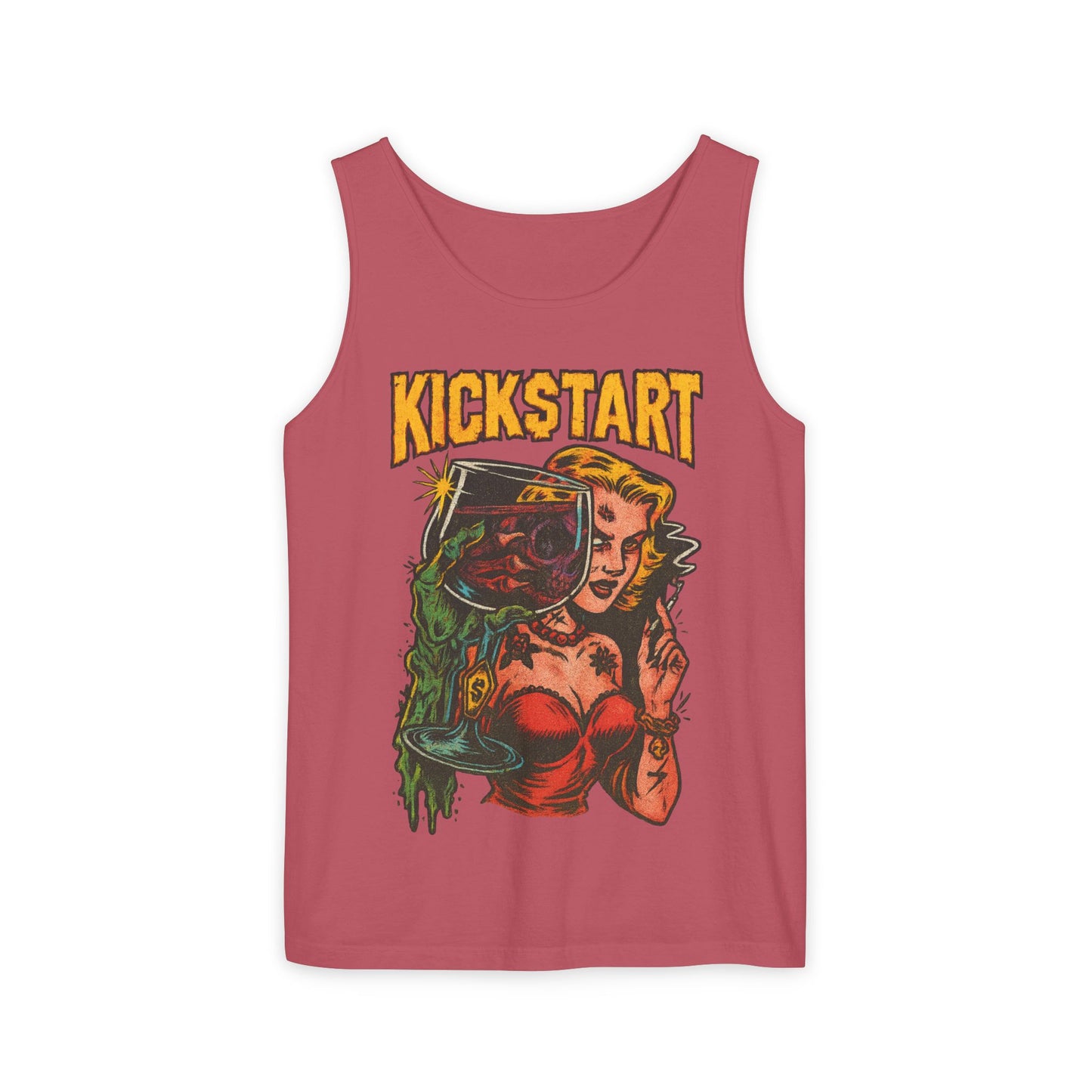 Vibrant Graphic Tank Top - Retro Kickstart Design, Perfect for Casual Summer Days, Music Festivals, Gift for Her, Beachwear, Vintage Style