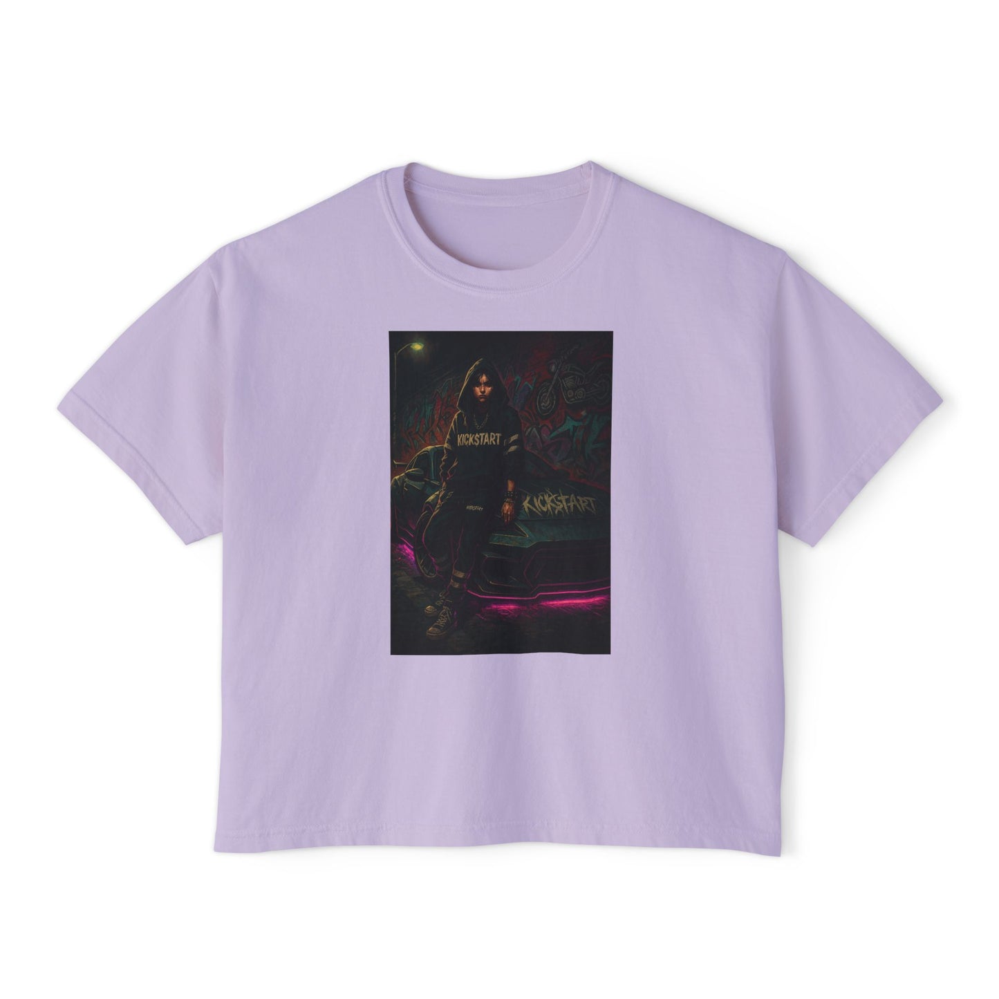 Artistically Designed Boxy Tee, Soft Cotton Women's Top, Trendy Casual Wear, Graphic Tee for Everyday Style, Gift for Her