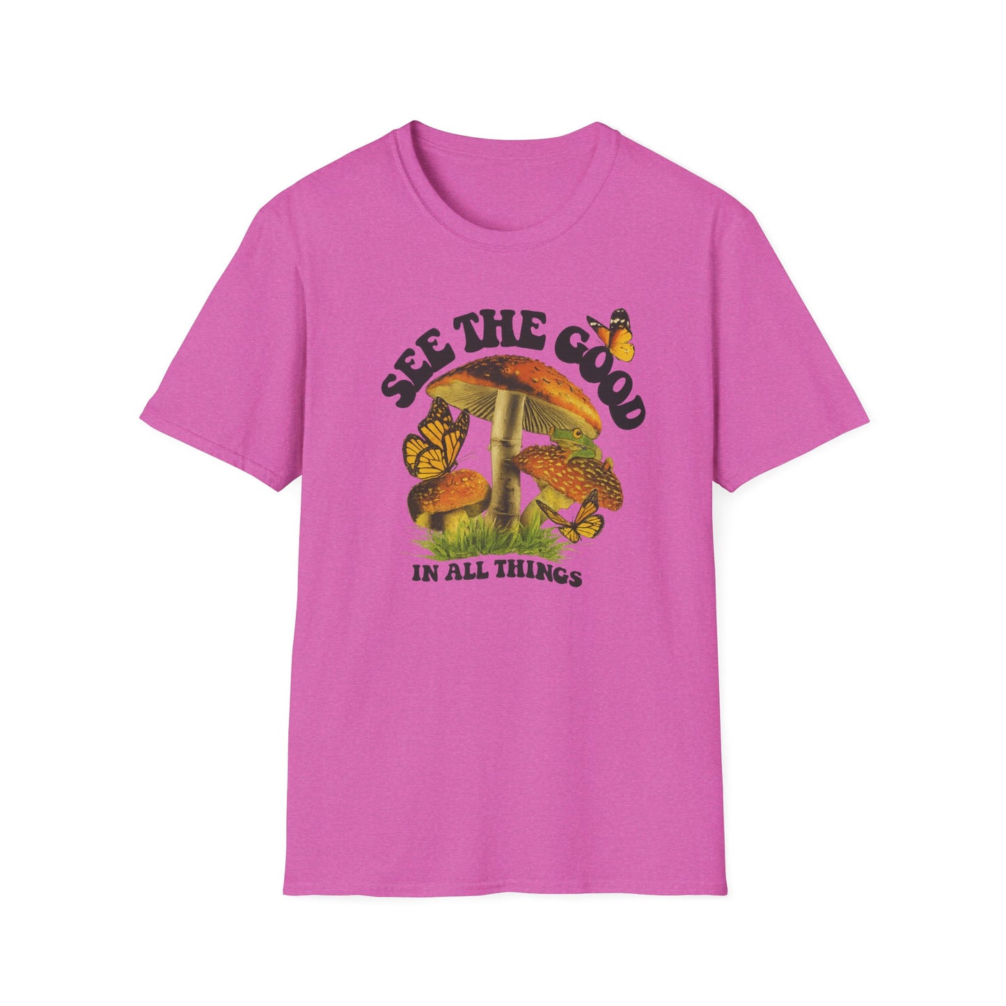 Whimsical Nature Tee: See the Good in All Things, Unisex Softstyle T-Shirt, Positive Vibes Shirt, Eco-Friendly Gift, Nature Lover Apparel