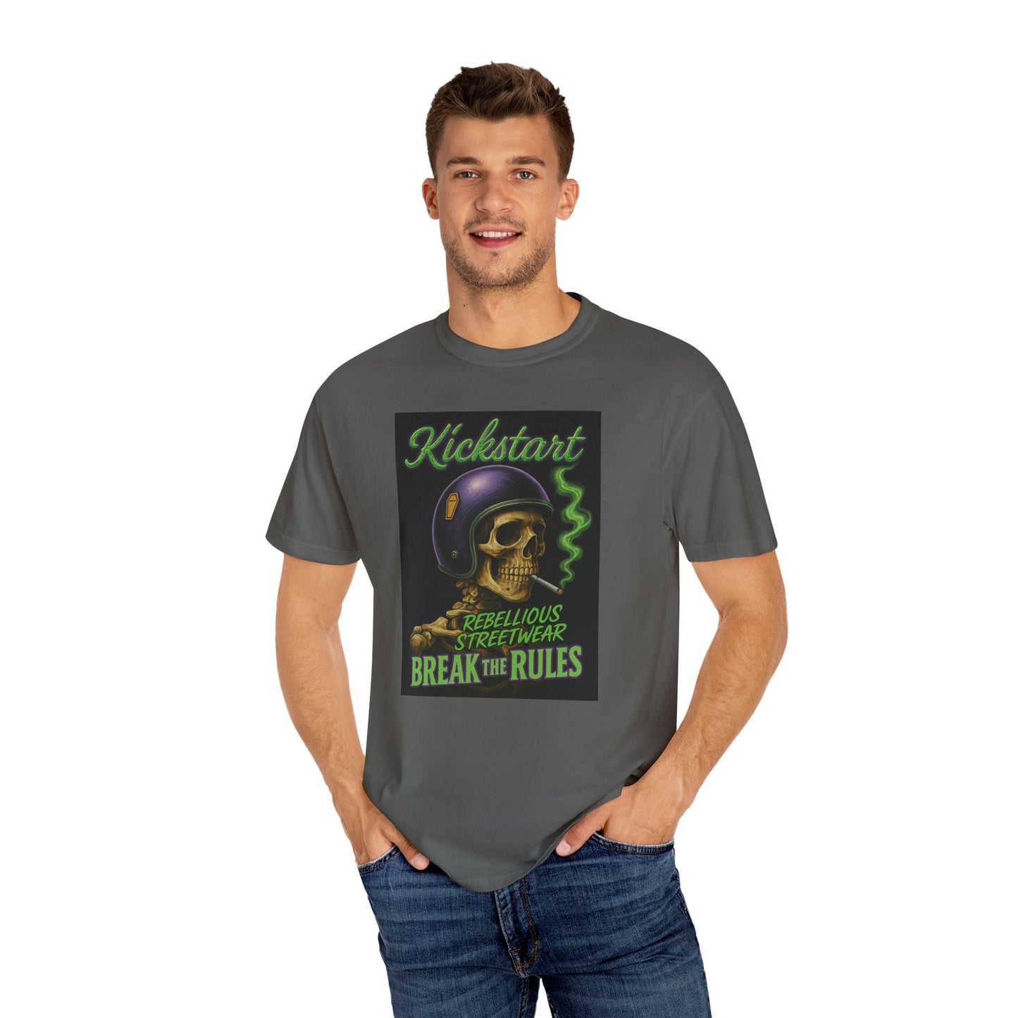 Kickstart Rebellious Streetwear T-Shirt, Break the Rules
