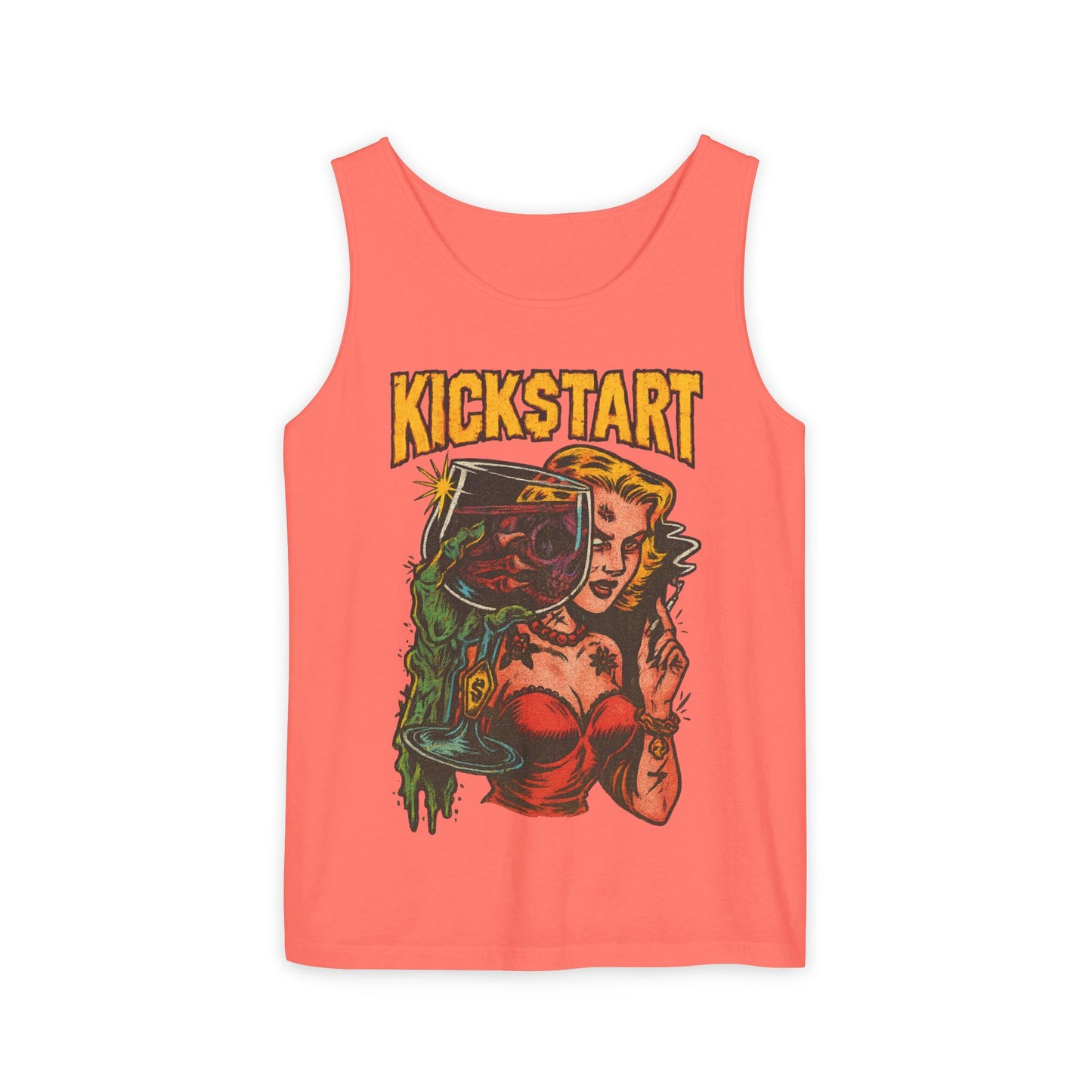 Vibrant Graphic Tank Top - Retro Kickstart Design, Perfect for Casual Summer Days, Music Festivals, Gift for Her, Beachwear, Vintage Style