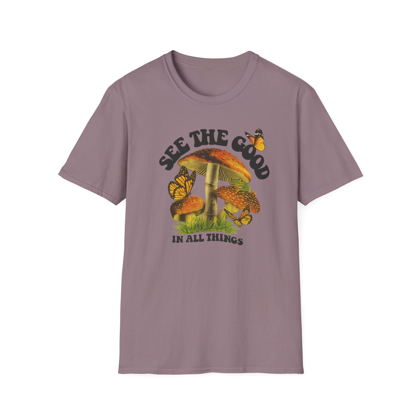 Whimsical Nature Tee: See the Good in All Things, Unisex Softstyle T-Shirt, Positive Vibes Shirt, Eco-Friendly Gift, Nature Lover Apparel