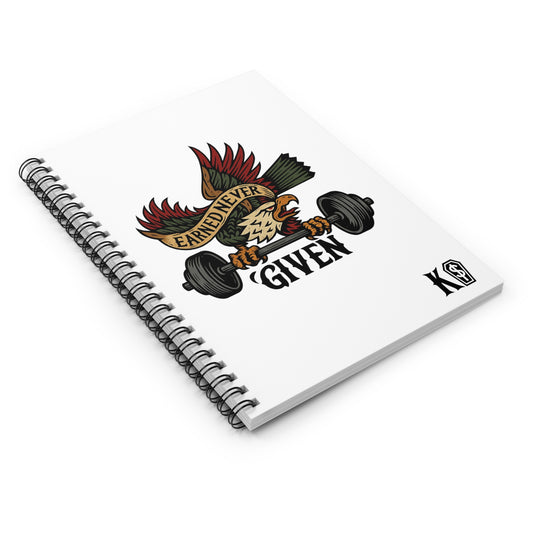 Earned Never Given, Workout Journal, Fitness Planner, Gym Notepad, Journal