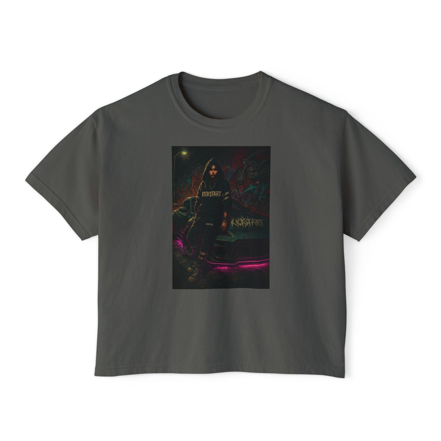Artistically Designed Boxy Tee, Soft Cotton Women's Top, Trendy Casual Wear, Graphic Tee for Everyday Style, Gift for Her