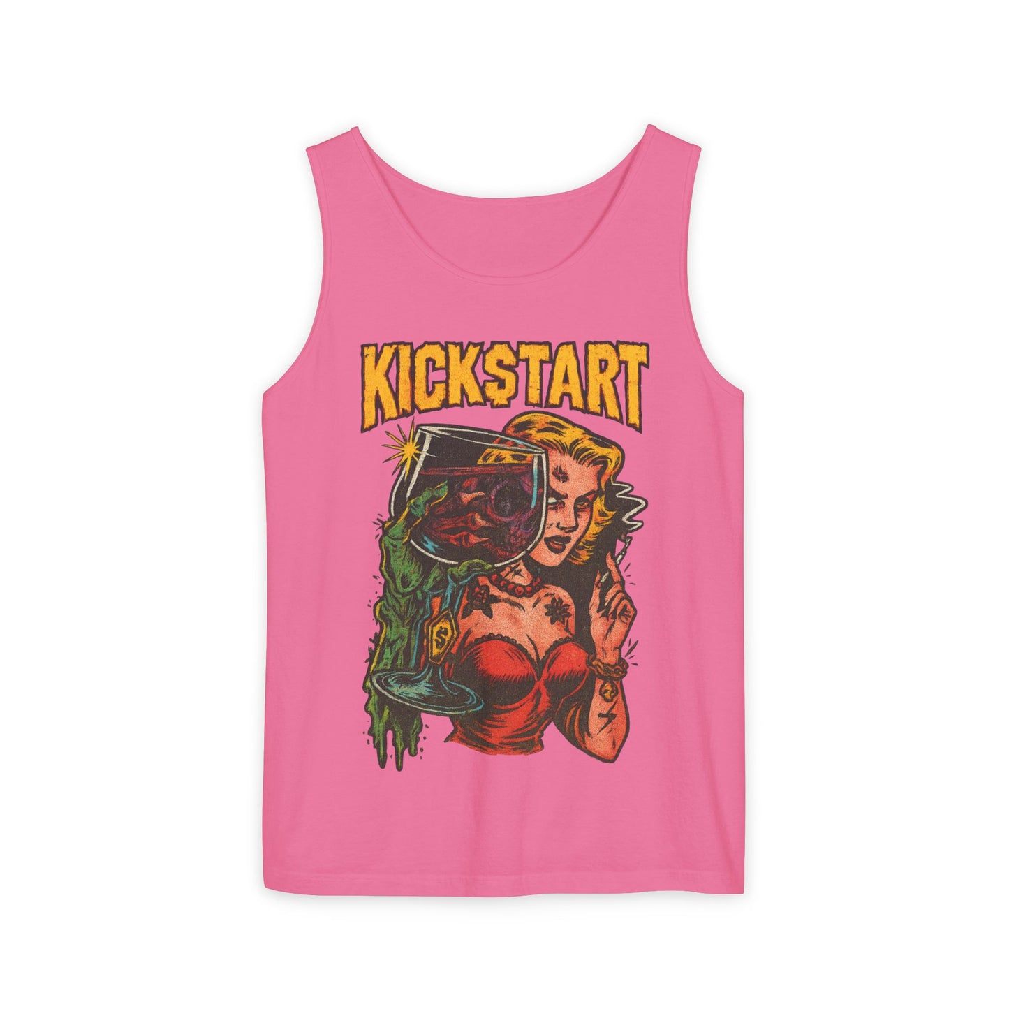 Vibrant Graphic Tank Top - Retro Kickstart Design, Perfect for Casual Summer Days, Music Festivals, Gift for Her, Beachwear, Vintage Style