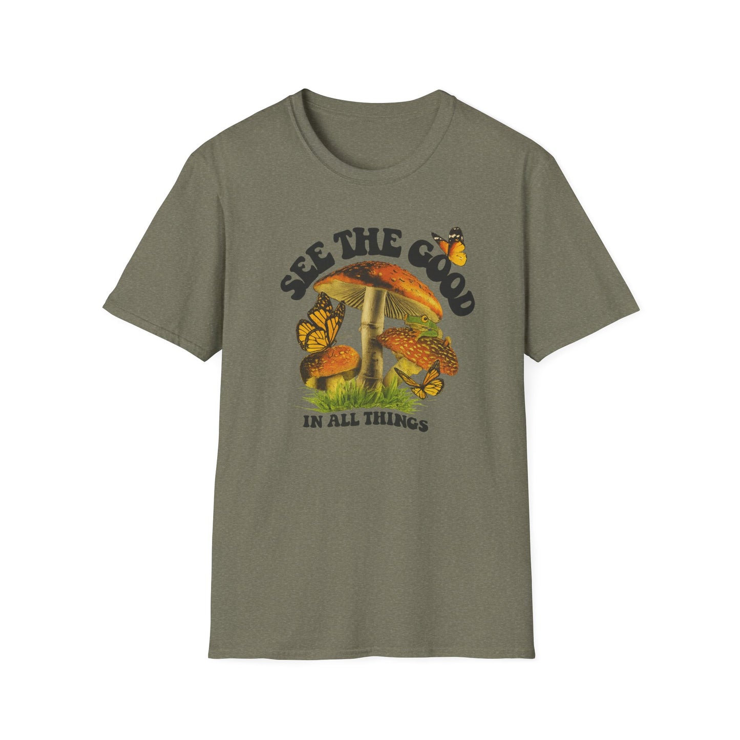 Whimsical Nature Tee: See the Good in All Things, Unisex Softstyle T-Shirt, Positive Vibes Shirt, Eco-Friendly Gift, Nature Lover Apparel