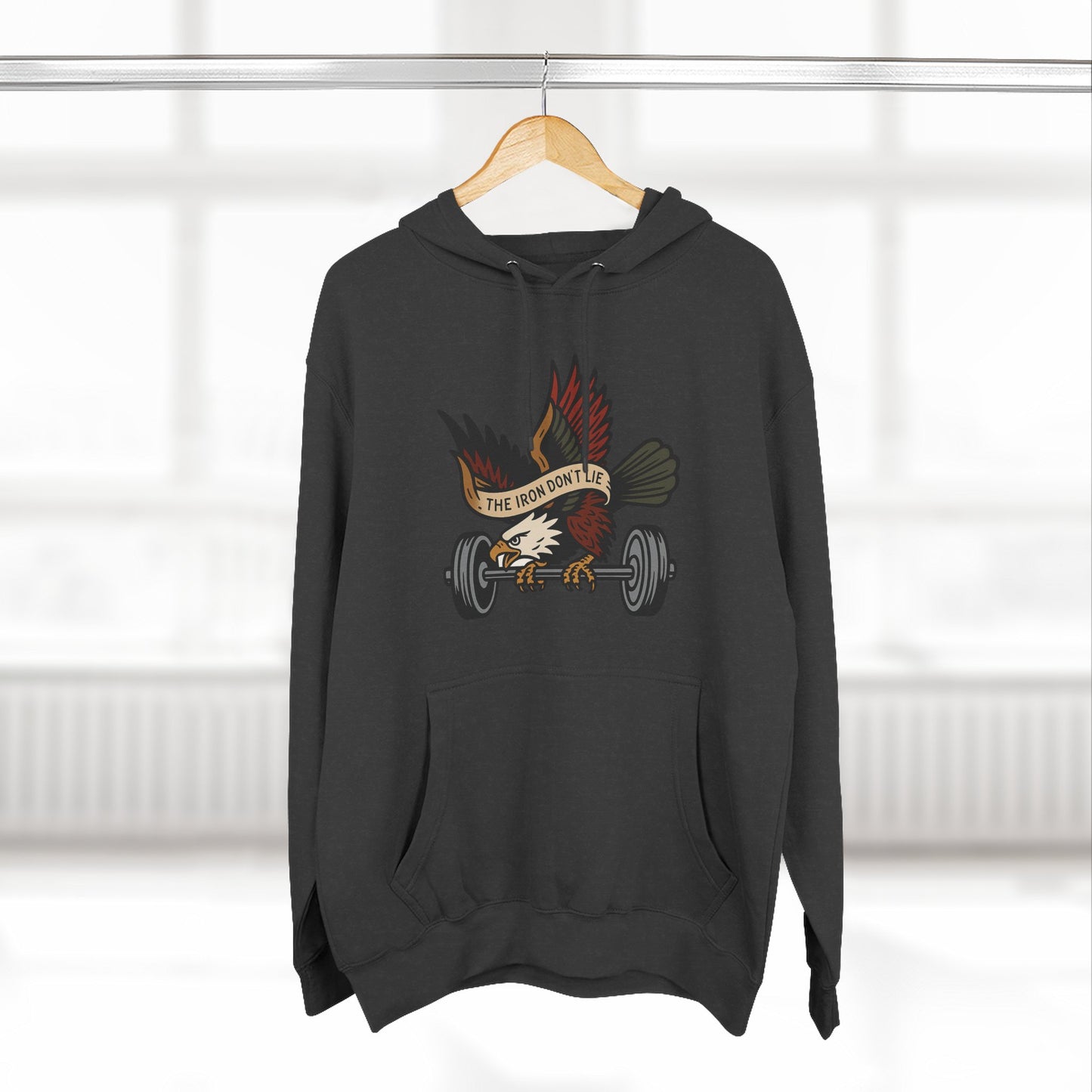 Gym Motivation Fleece Hoodie | ‘The Eagle Doesn't Lie’ Workout Pullover, Cozy Fitness Apparel, Gifts for Gym Lovers, Athleisure Sweatshirt