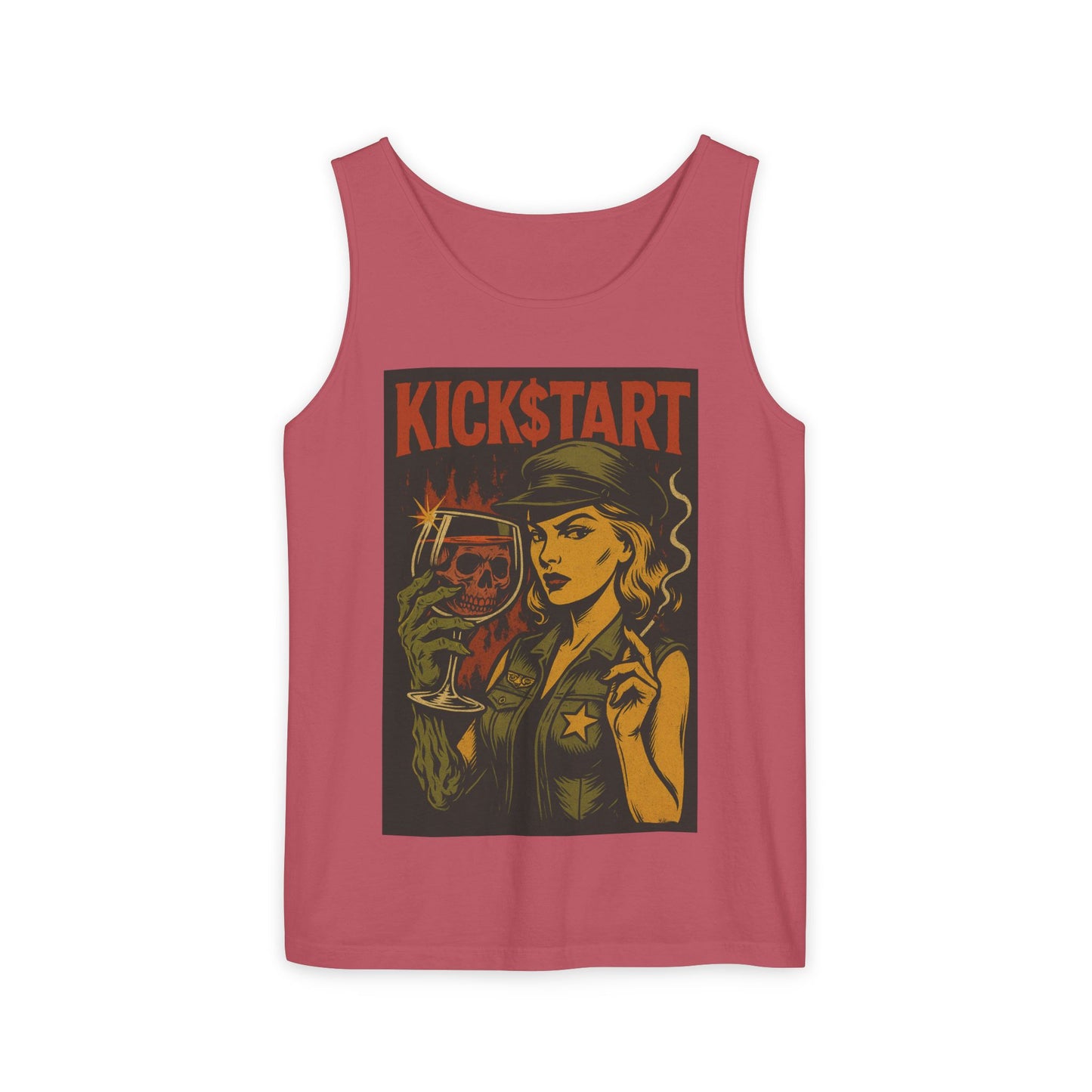 Kickstart Vintage Graphic Tank Top, Unisex Summer Shirt, Casual Wear, Gift for Beer Lovers, Festival Attire, Music Concert Top
