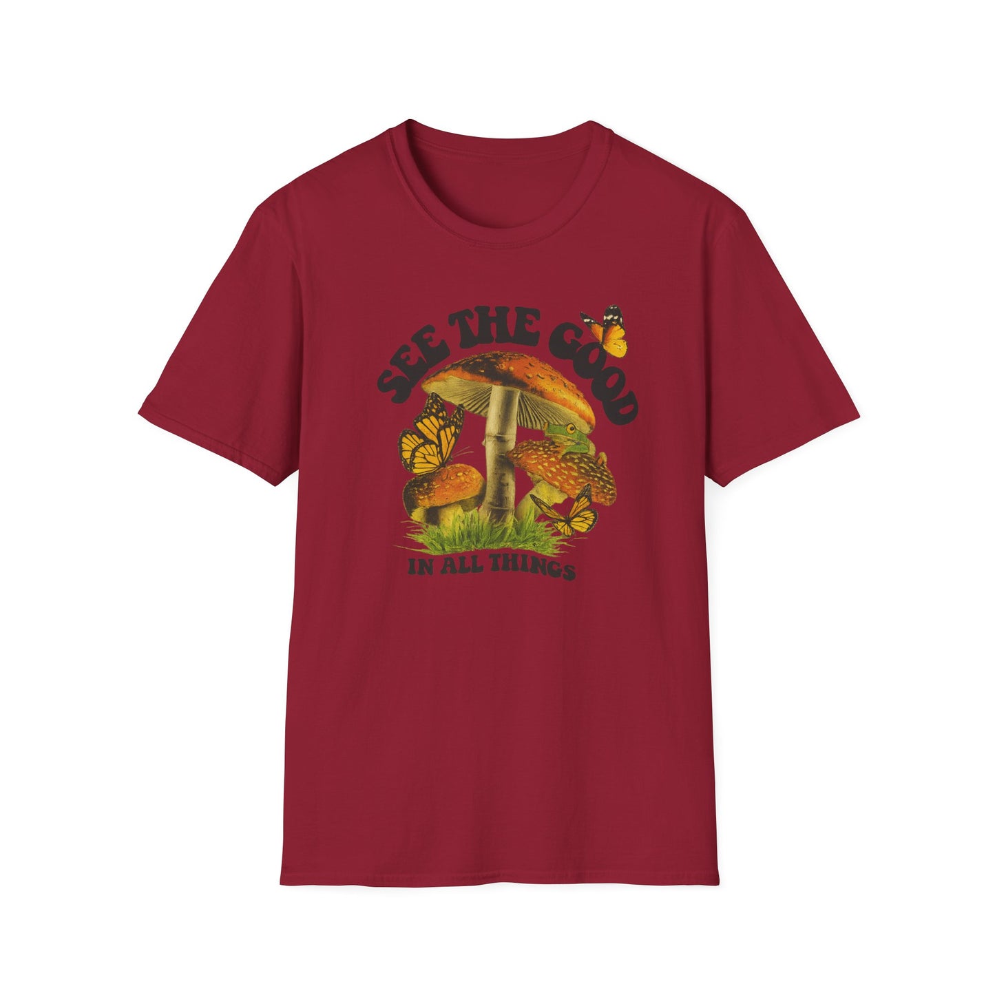Whimsical Nature Tee: See the Good in All Things, Unisex Softstyle T-Shirt, Positive Vibes Shirt, Eco-Friendly Gift, Nature Lover Apparel