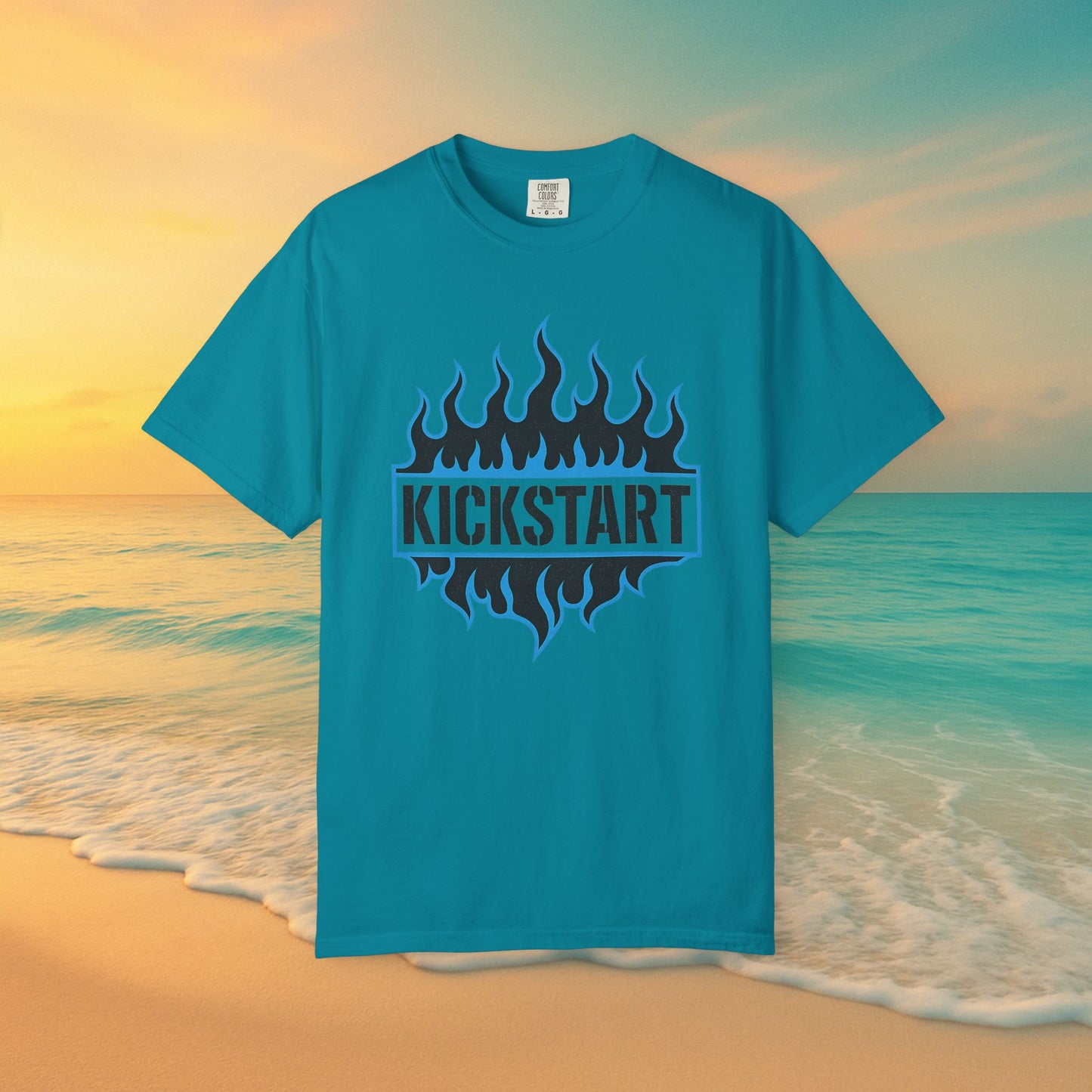 Beach Flames Muscle Tank – Retro Surf & Ride Cutoff Tee
