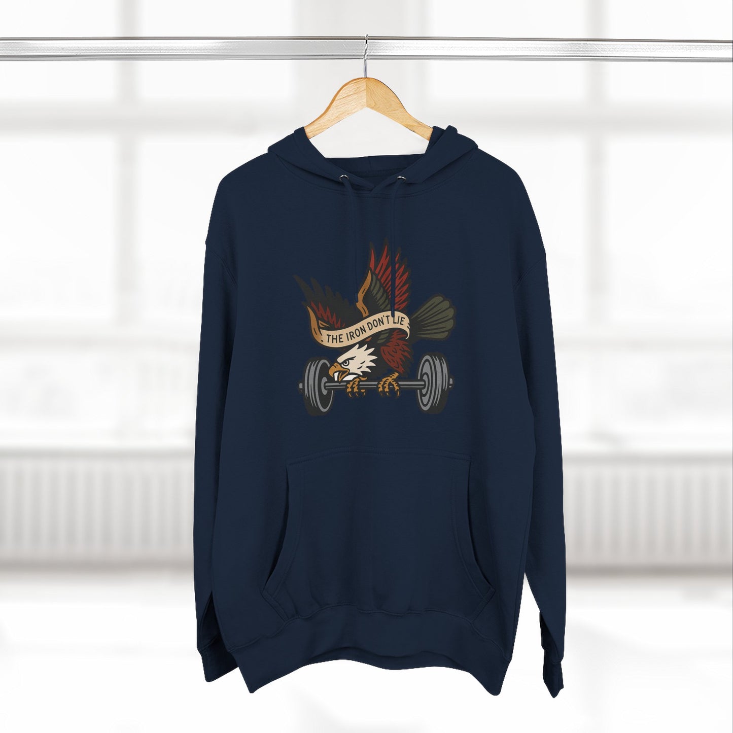 Gym Motivation Fleece Hoodie | ‘The Eagle Doesn't Lie’ Workout Pullover, Cozy Fitness Apparel, Gifts for Gym Lovers, Athleisure Sweatshirt