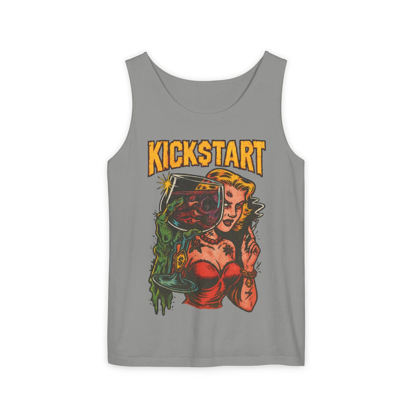 Vibrant Graphic Tank Top - Retro Kickstart Design, Perfect for Casual Summer Days, Music Festivals, Gift for Her, Beachwear, Vintage Style