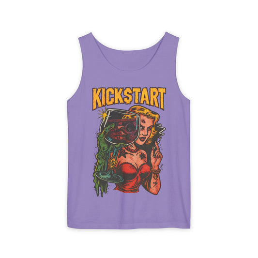 Vibrant Graphic Tank Top - Retro Kickstart Design, Perfect for Casual Summer Days, Music Festivals, Gift for Her, Beachwear, Vintage Style