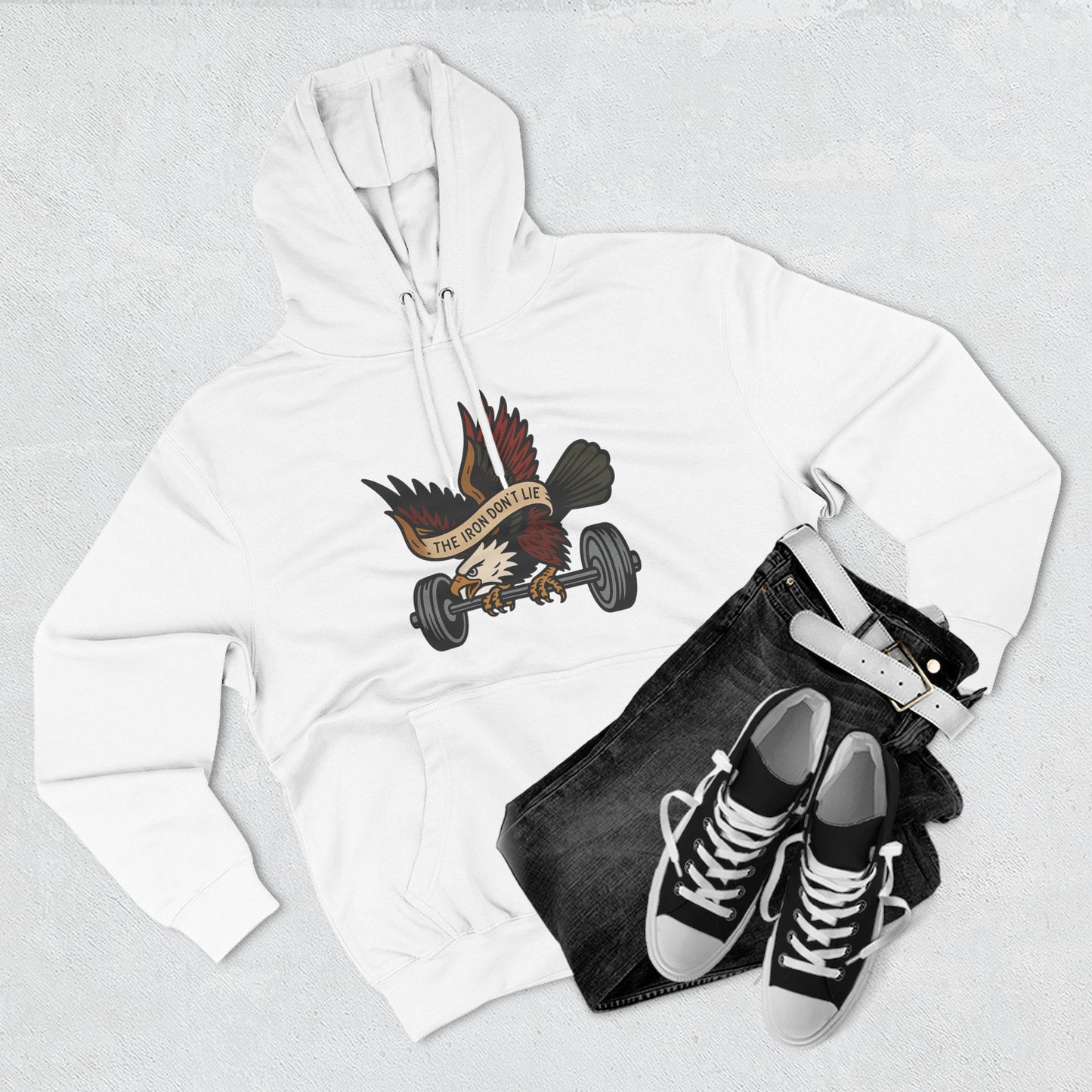 Gym Motivation Fleece Hoodie | ‘The Eagle Doesn't Lie’ Workout Pullover, Cozy Fitness Apparel, Gifts for Gym Lovers, Athleisure Sweatshirt