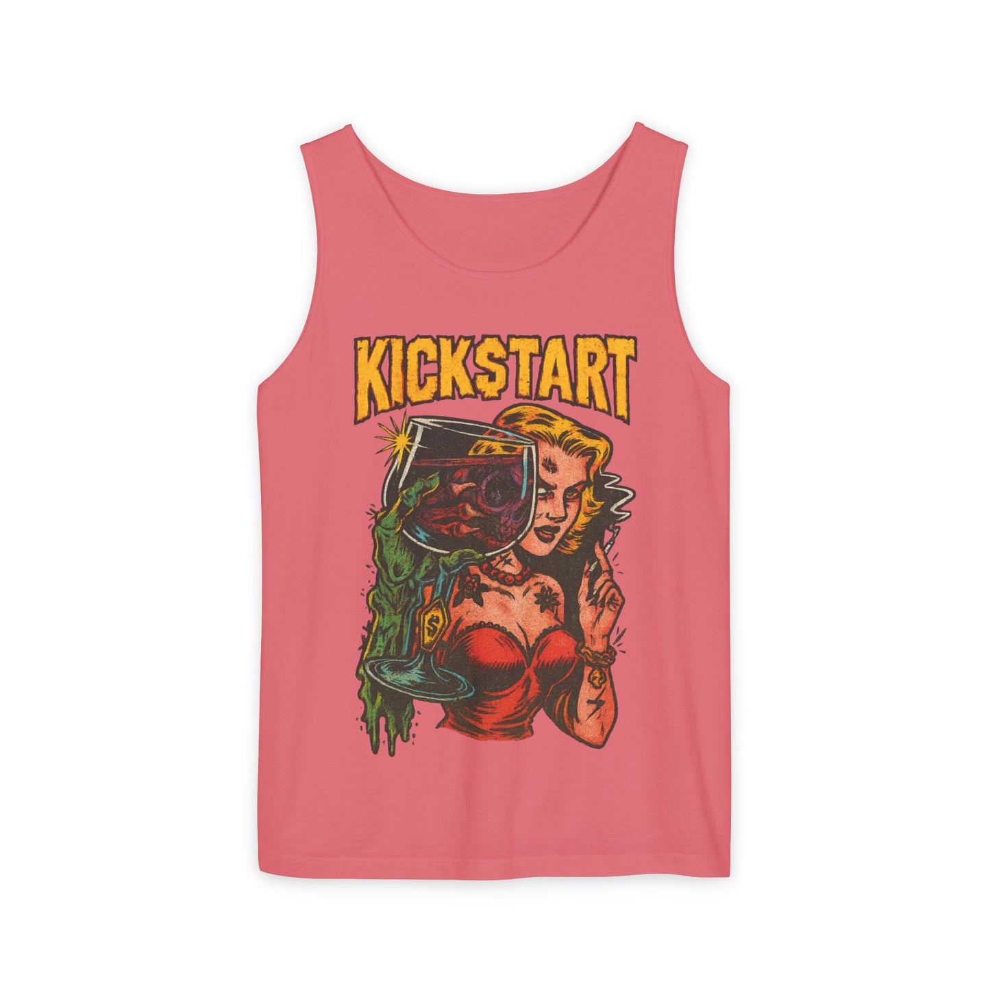 Vibrant Graphic Tank Top - Retro Kickstart Design, Perfect for Casual Summer Days, Music Festivals, Gift for Her, Beachwear, Vintage Style